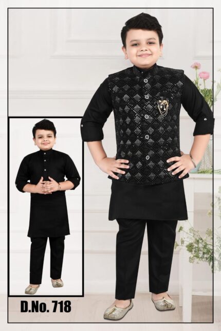 Kids Kurta Pajama Black